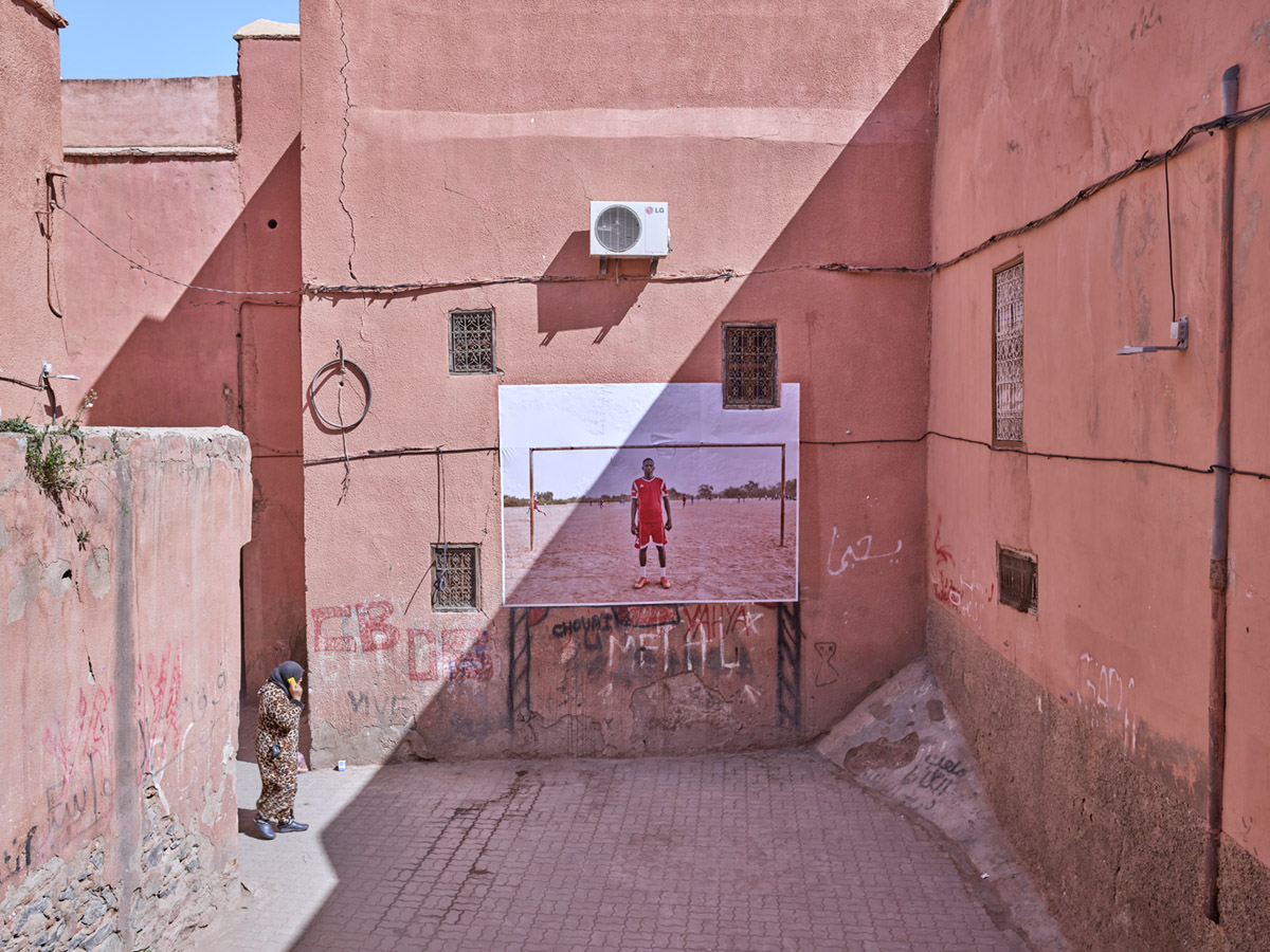 The Football Player from People of Tamba in the streets of Marrakech during Contemporary Africans Art Fair in 2019