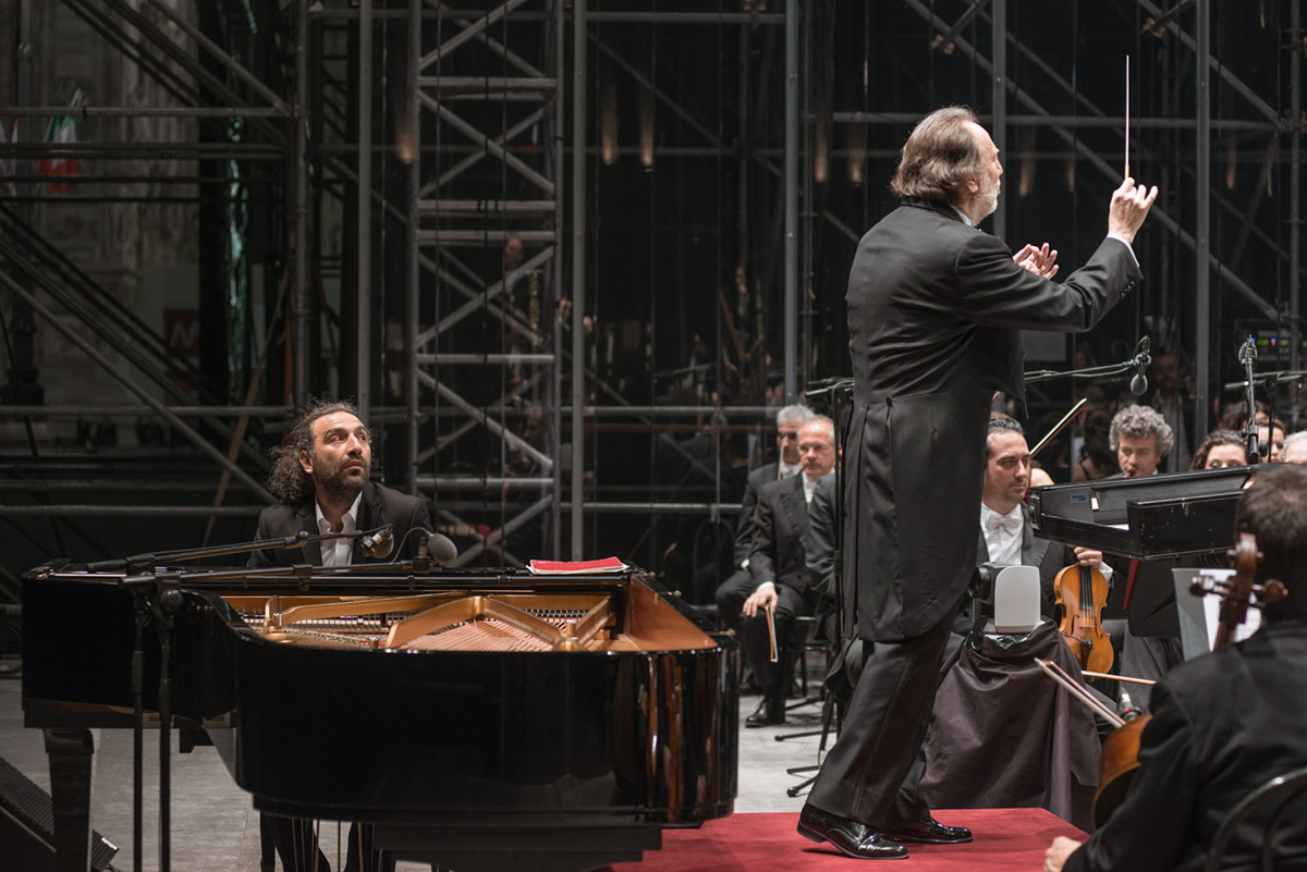 Riccardo Chailly and Stefano Bollani at the 1st Concerto per Milano, June 1st 2013